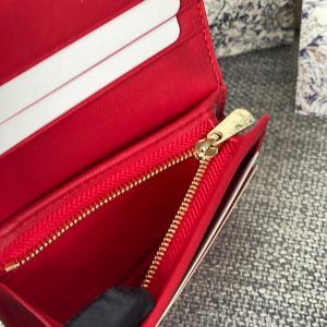 CD Caro 11cm Compact Wallet Red Calfskin