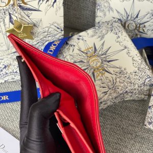 CD Caro 11cm Compact Wallet Red Calfskin