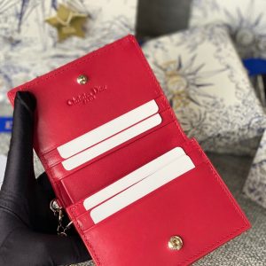CD Caro 11cm Compact Wallet Red Calfskin