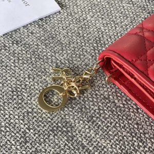 CD Caro 11cm Compact Wallet Red Calfskin