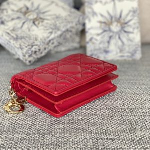 CD Caro 11cm Compact Wallet Red Calfskin