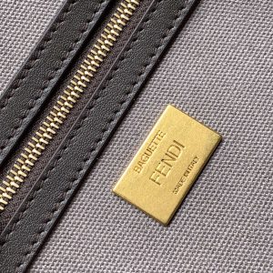 Fendi Baguette Brown and Multicolour Canvas Bag 27 with FF Embroidery Ghw