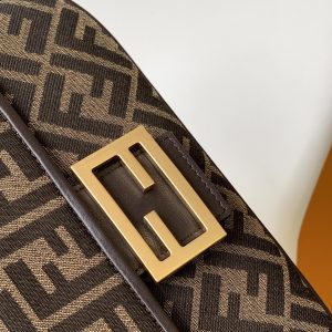 20231002_i1696226995_3391_7_jpg_7ae5ddba-cb5e-4d51-9015-cb3471ebda64 Fendi Baguette 24 Brown FF Jacquard Fabric Bag Ghw