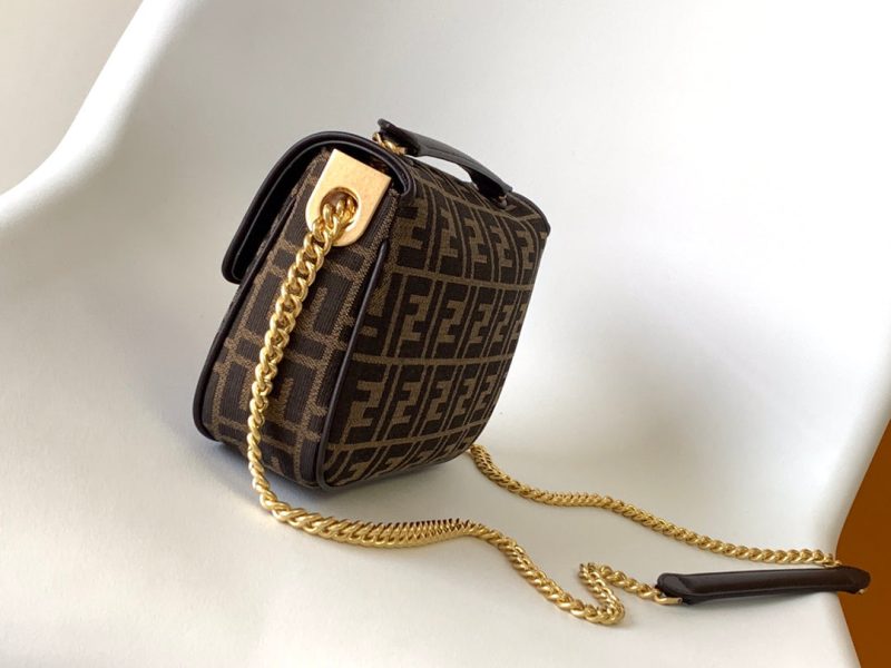 20231002_i1696226995_5272_2_jpg_22e6dc9b-be49-40f2-8088-b97ba8dc0895 Fendi Baguette 24 Brown FF Jacquard Fabric Bag Ghw