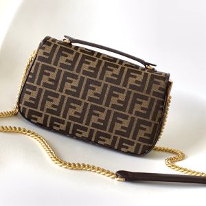 20231002_i1696226995_9072_1_jpg_56d347fc-eec7-4918-9d7f-ab3b2e254aaf Fendi Baguette 24 Brown FF Jacquard Fabric Bag Ghw