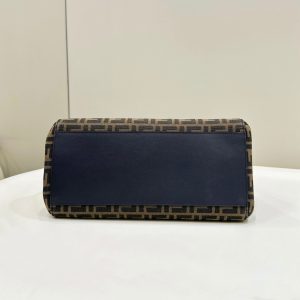 FendiI ORIGAMI LARGE 33 BROWN MIX BLACK FF JACQUARD FABRIC BAG