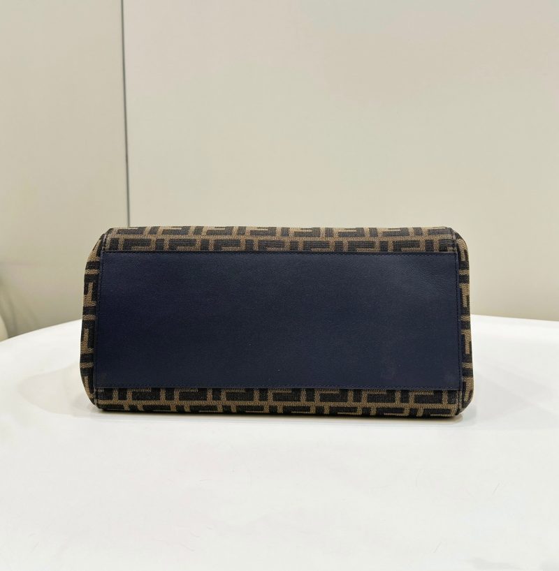 FendiI ORIGAMI LARGE 33 BROWN MIX BLACK FF JACQUARD FABRIC BAG