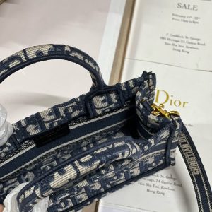 cd mini book tote 21.5 beige blue oblique embroidery calfskin