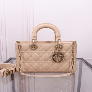 MEDIUM LADY D-JOY 26 BEIGE LAMBSKIN