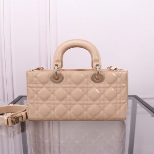 MEDIUM LADY D-JOY 26 BEIGE LAMBSKIN