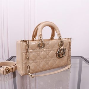 MEDIUM LADY D-JOY 26 BEIGE LAMBSKIN