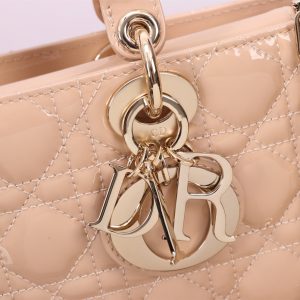 MEDIUM LADY D-JOY 26 BEIGE LAMBSKIN