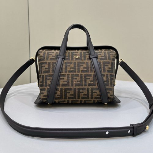 20231126_i1700993162_8586_0_jpg FendiI 27 BAG IN BROWN MIX BLACK JACQUARD FABRIC WITH CALFSKIN