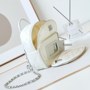 BACKPACK 22 IN WHITE FABRIC SILVER HARDWARE