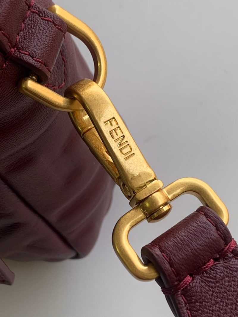 Fendi Baguette 27 Bag With FF Motif Burgundy Leather Ghw