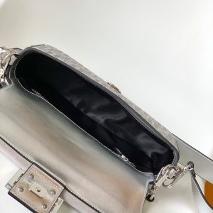 Fendi Baguette 27 Bag Silver Leather with Crystal FF Motif Shw