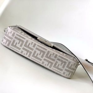 Fendi Baguette 27 Bag Silver Leather with Crystal FF Motif Shw