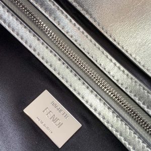 Fendi Baguette 27 Bag Silver Leather with Crystal FF Motif Shw