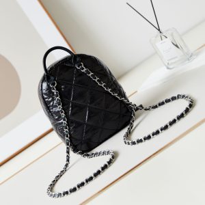 BACKPACK 22 IN BLACK FABRIC SILVER HARDWARE