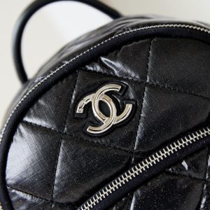 BACKPACK 22 IN BLACK FABRIC SILVER HARDWARE