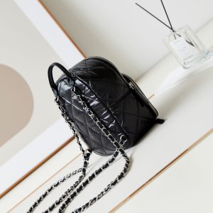 BACKPACK 22 IN BLACK FABRIC SILVER HARDWARE