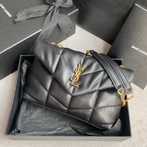 LOULOU MINI 23 BLACK QUILTED GOLD HARDWARE