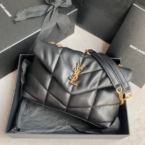LOULOU MINI 23 BLACK QUILTED GOLD HARDWARE