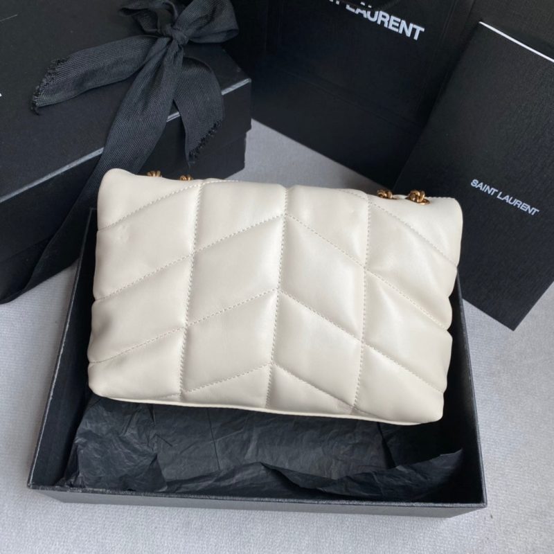 LOULOU MINI 23 WHITE QUILTED GOLD HARDWARE
