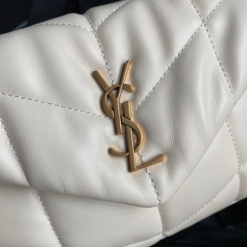 LOULOU MINI 23 WHITE QUILTED GOLD HARDWARE