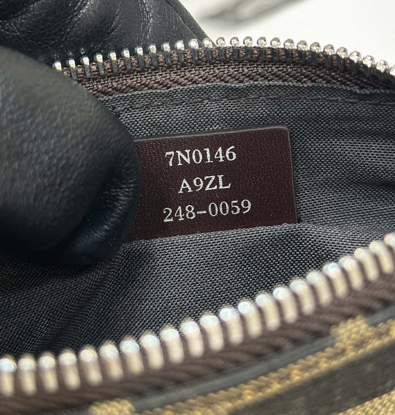 SHOULDER BAG 19 WITH FF MOTIF IN BROWN JACQUARD FABRIC