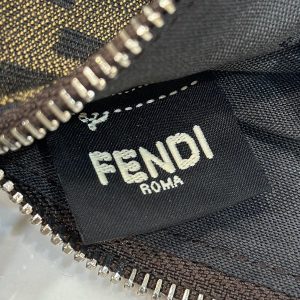 SHOULDER BAG 19 WITH FF MOTIF IN BROWN JACQUARD FABRIC