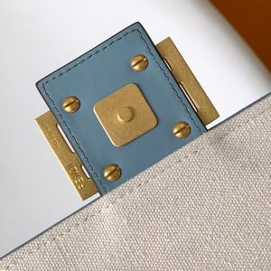 Fendi Baguette Sky Blue and Multicolour Canvas Bag 27 with FF Embroidery Ghw