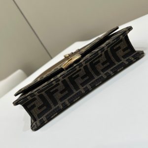 BAGUETTE CHAIN MIDI 21 IN BROWN MIX BLACK MONOGRAM JACQUARD FABRIC BAG