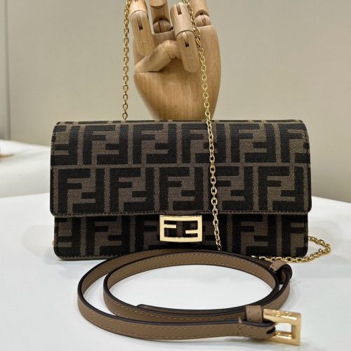 20240331_i1711870013_5483_0_jpg BAGUETTE CHAIN MIDI 21 IN BROWN MIX BLACK MONOGRAM JACQUARD FABRIC BAG