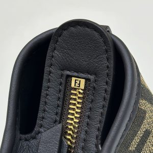 MINI ROLL BAG 15 BLACK MIX BROWN FF JACQUARD FABRIC