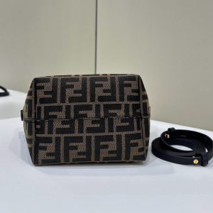 MINI ROLL BAG 15 BLACK MIX BROWN FF JACQUARD FABRIC