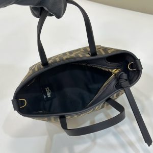 MINI ROLL BAG 15 BLACK MIX BROWN FF JACQUARD FABRIC