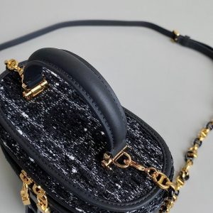 MINI CARO VANITY 16 BLACK TWEED AND LAMBSKIN