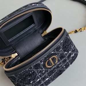MINI CARO VANITY 16 BLACK TWEED AND LAMBSKIN