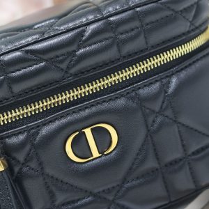 CARO 16 MINI VANITY CASE IN BLACK MACROCANNAGE LAMBSKIN