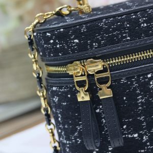 CARO 16 MINI VANITY CASE IN BLACK MACROCANNAGE TWEED