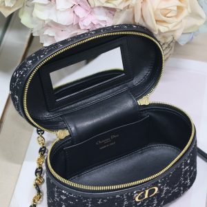 CARO 16 MINI VANITY CASE IN BLACK MACROCANNAGE TWEED