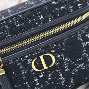 CARO 16 MINI VANITY CASE IN BLACK MACROCANNAGE TWEED