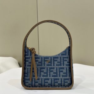 FendiI MEDIUM 27 BAG IN TRUE BLUE MONOGRAM DENIM GOLD HARDWARE