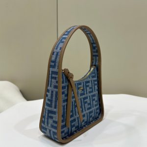 FendiI MEDIUM 27 BAG IN TRUE BLUE MONOGRAM DENIM GOLD HARDWARE