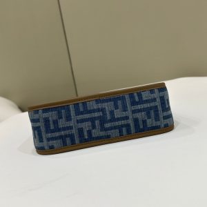 FendiI MEDIUM 27 BAG IN TRUE BLUE MONOGRAM DENIM GOLD HARDWARE