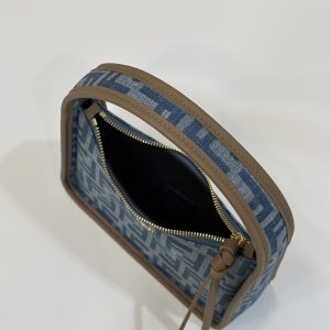 FendiI MEDIUM 27 BAG IN TRUE BLUE MONOGRAM DENIM GOLD HARDWARE