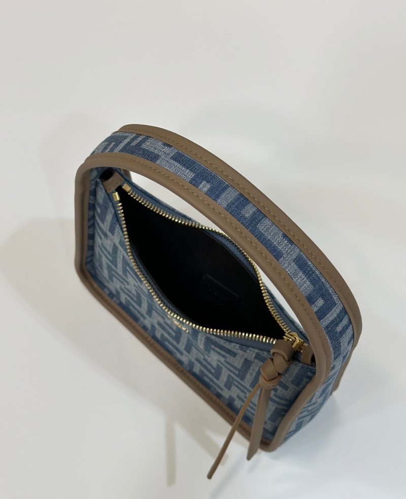 FendiI MEDIUM 27 BAG IN TRUE BLUE MONOGRAM DENIM GOLD HARDWARE