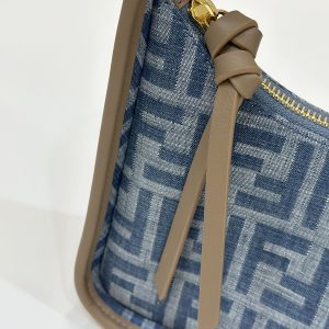 FendiI MEDIUM 27 BAG IN TRUE BLUE MONOGRAM DENIM GOLD HARDWARE