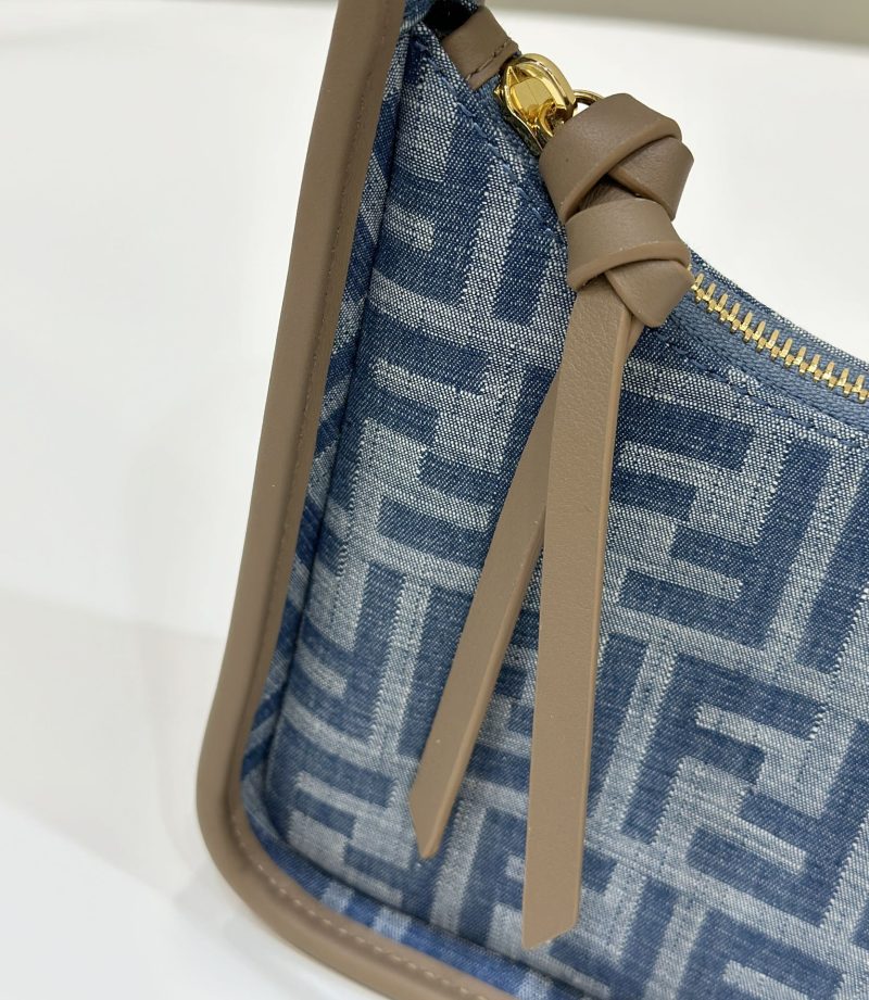 FendiI MEDIUM 27 BAG IN TRUE BLUE MONOGRAM DENIM GOLD HARDWARE